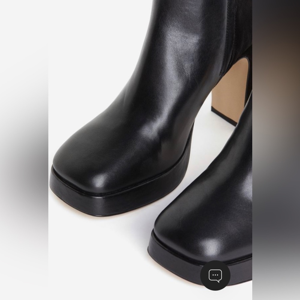 NWT H&M Black Leather Heeled Boots - Black Suede Boots - Platform Boots - Picture 4 of 10